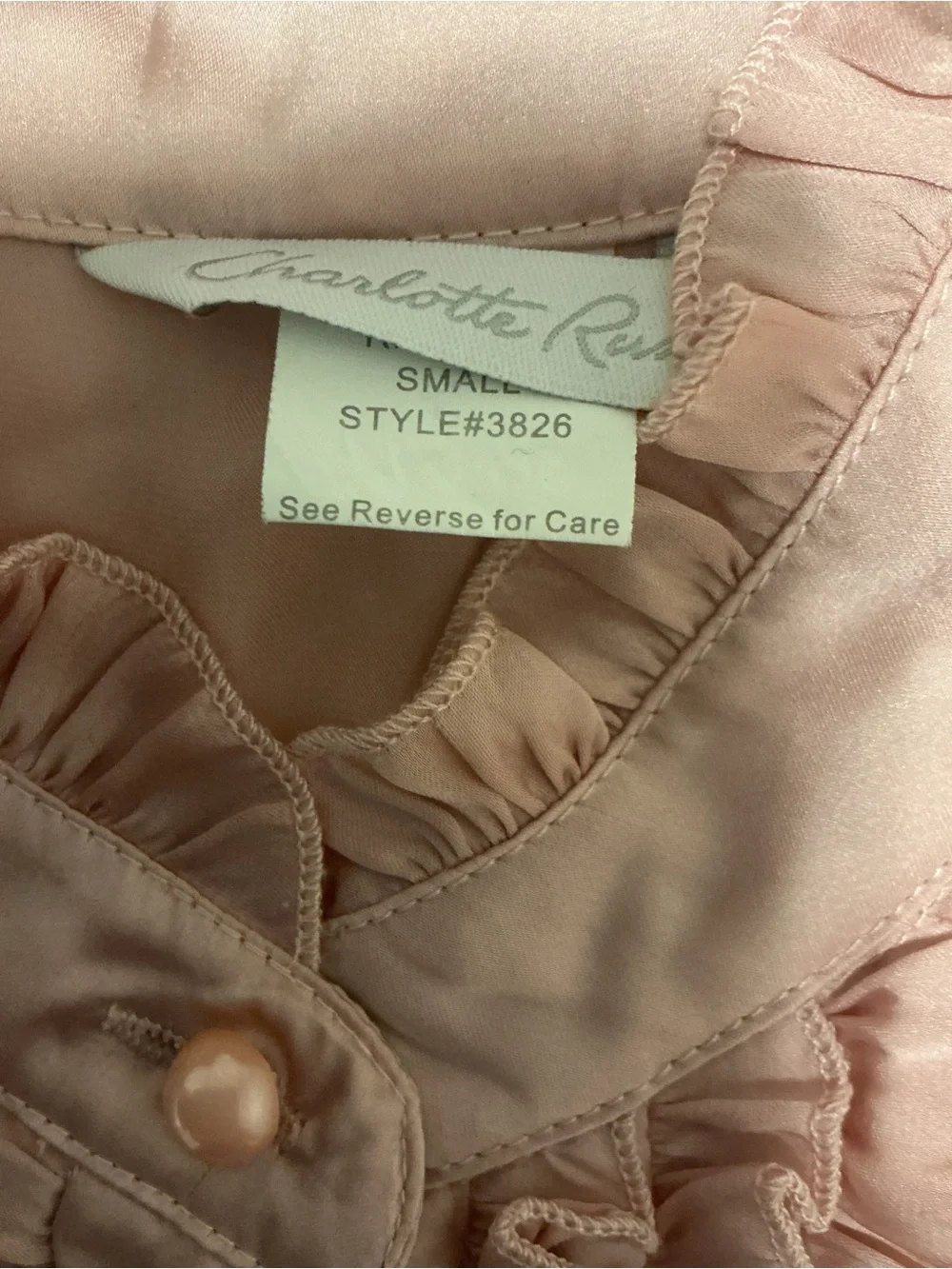Charlotte Russe Light Blush Ruffle Button Front Top - Picture 3 of 5